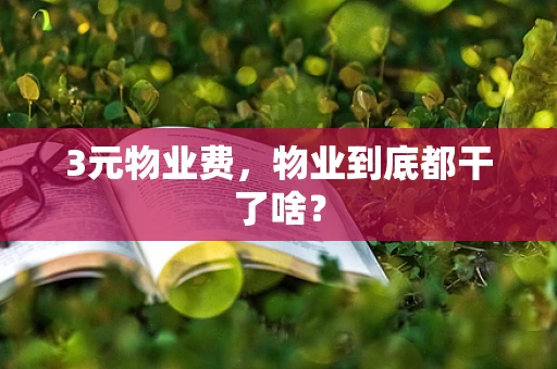 3元物业费，物业到底都干了啥？