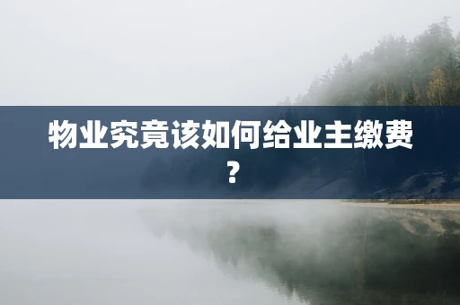 物业究竟该如何给业主缴费？