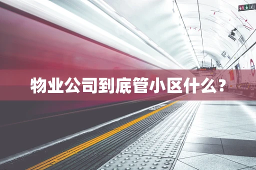 物业公司到底管小区什么？