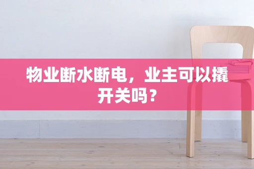 物业断水断电，业主可以撬开关吗？