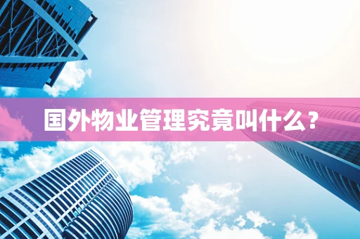 国外物业管理究竟叫什么？